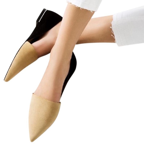Zara Nude & Black Flats - Picture 1 of 4